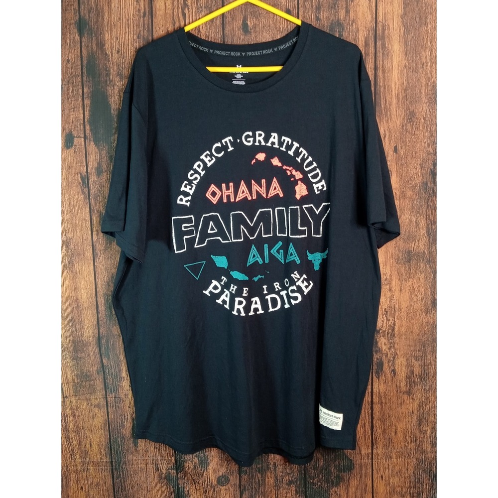 Under Armour Project Rock Iron Paradise Ohana Family T-Shirt Black 2XL Loose
